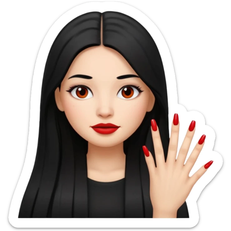 latina girl with straight long hair thats black memoji with nail no lipstick sticker