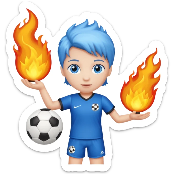 Boneca segurando uma Bola de futebol e somente uma bola está queimando sticker