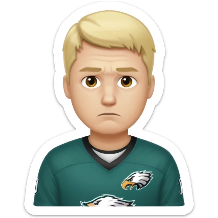 An adult blonde male Eagles fan who is sad sticker