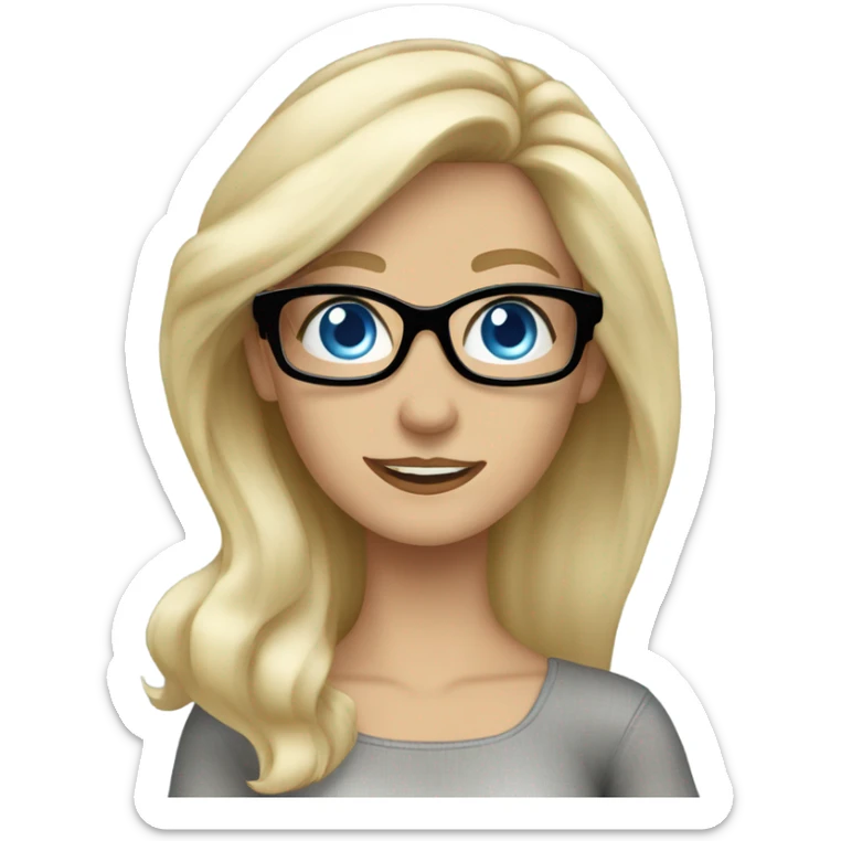 Hyper beautiful blonde Caucasian woman blue eyes and black glasses waving sticker