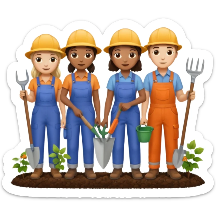 Make a photo of 5 project managers, specificly 3 girls and 2 boys, that are making project for improvment of the vineyard sticker