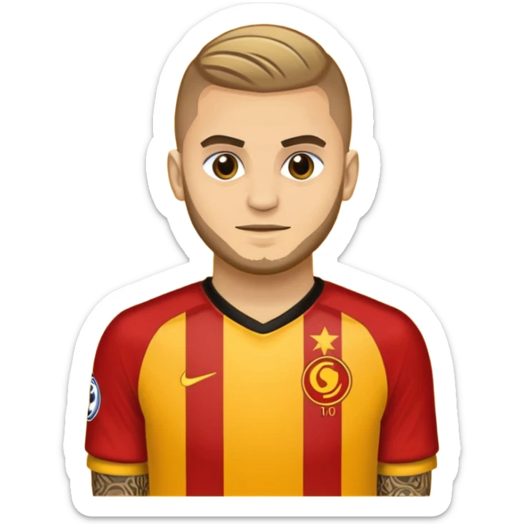 elinde formasını tutan Galatasaray futbolcusu 9 numara İcardi için emoji yap sticker