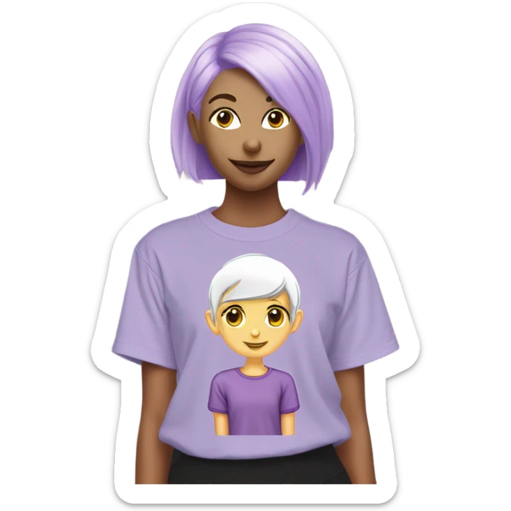Girl with light purple shorthair elf leasbian t shirt gothic sticker