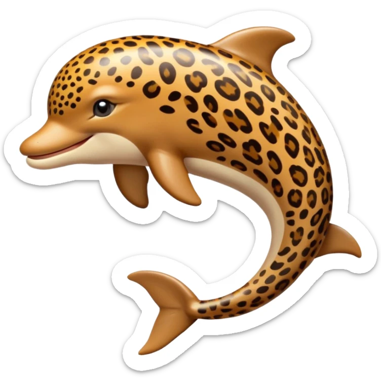 the dolphin emoji, but instead of blue skin it has leopard skin on the whole body (no blue anymore) sticker