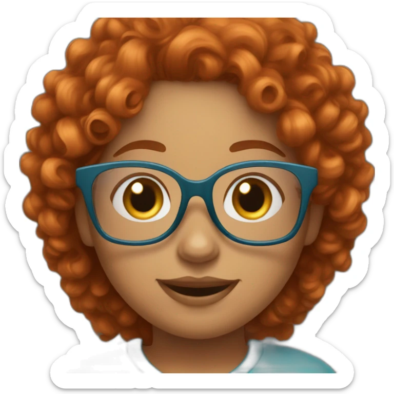 pretty curvy girl with curly copper hair and blue glasses saying hola sticker