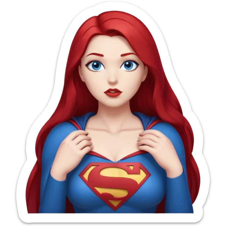 1 {{curvy}} female, dark blue {very long straight hair} blueeyes,fullbody,kissing  red hair qsuperman sticker