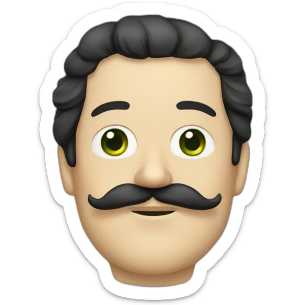 Peter The Great, black hair and moustache, green and red imerial costume sticker