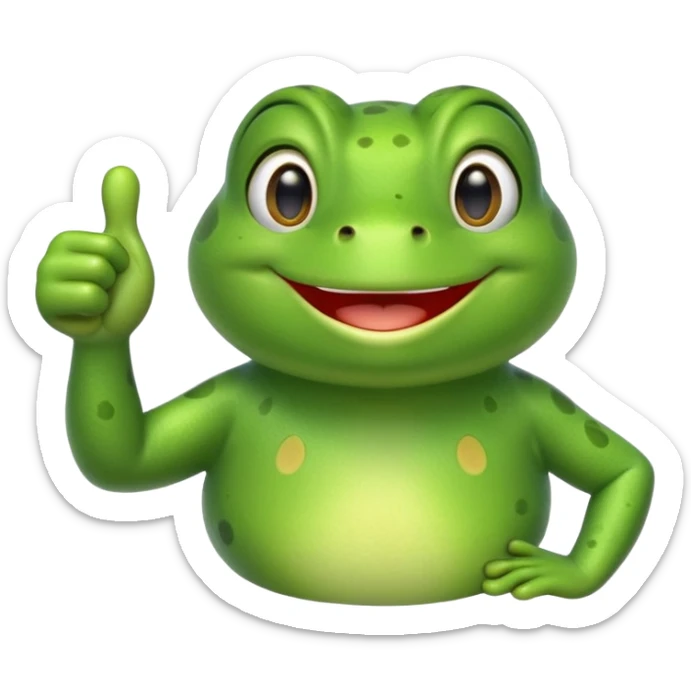Can you create an animated emoji gif of a cute frog giving a thumbs up for agreement sticker