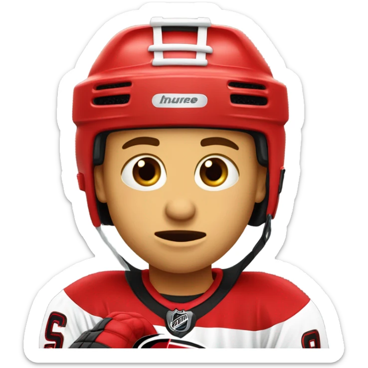 Carolina hurricanes hockey fan who’s crying wearing a hockey helmet sticker