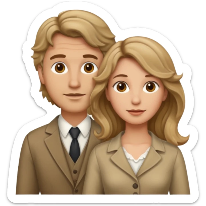 Married couple male dirty blonde hair and female brown wavy hair sticker