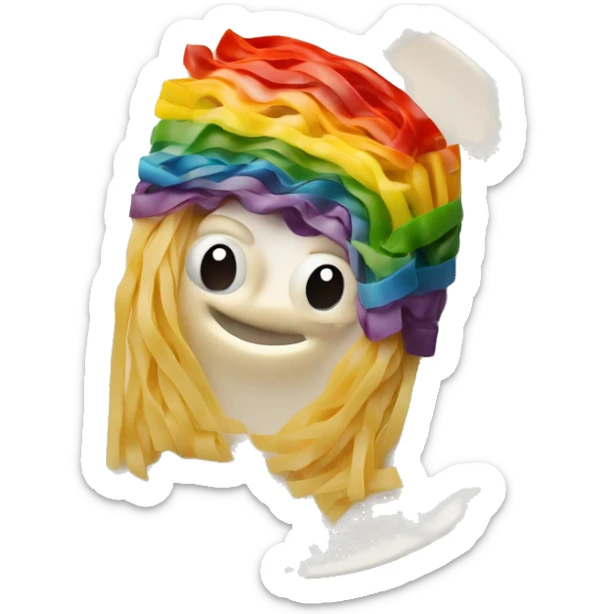 rainbow bagguette on a plate of fettuccine noodles sticker