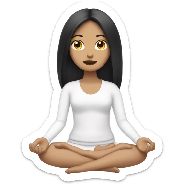 teen white girl with black hair meditating sticker