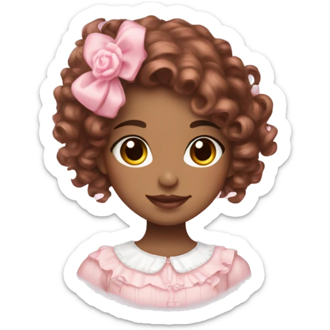 sweet-lolita Hispanic girl with pink and brown curly hair sticker