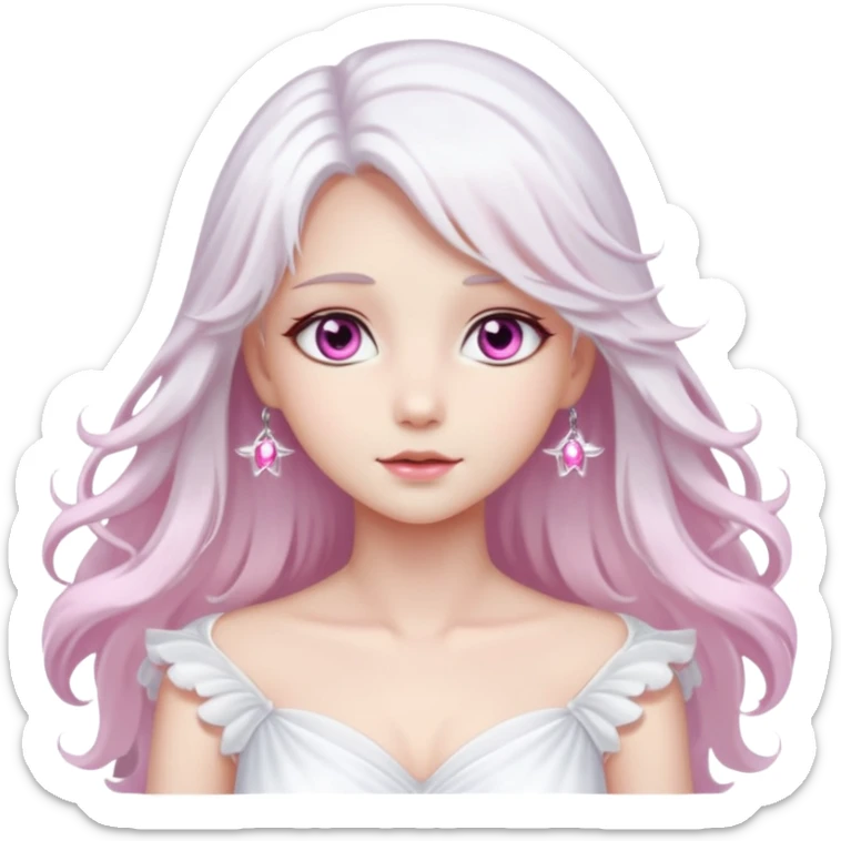 An angel with sparkling pink eyes and fair skin, very beautiful. sticker