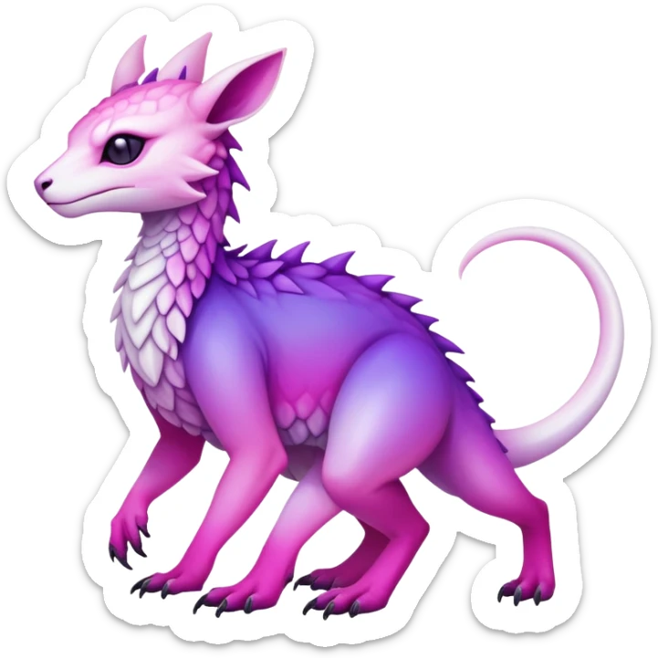  Cool Edgy Purple-pink-white-gradient ethereal badass Fionbri-Vernid-Trico-animal-creature full body  sticker