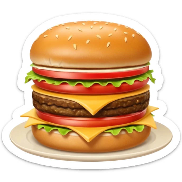 Crea una escena que contenga el mega combo: una hamburguesa, un frappé y papas fritas sticker