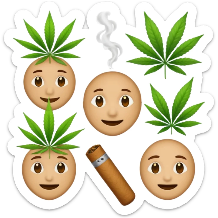 fait moi un pack demojis De fumeur pas avec les emojis de base mais des inventé type tete de beuh feuille de pe sticker