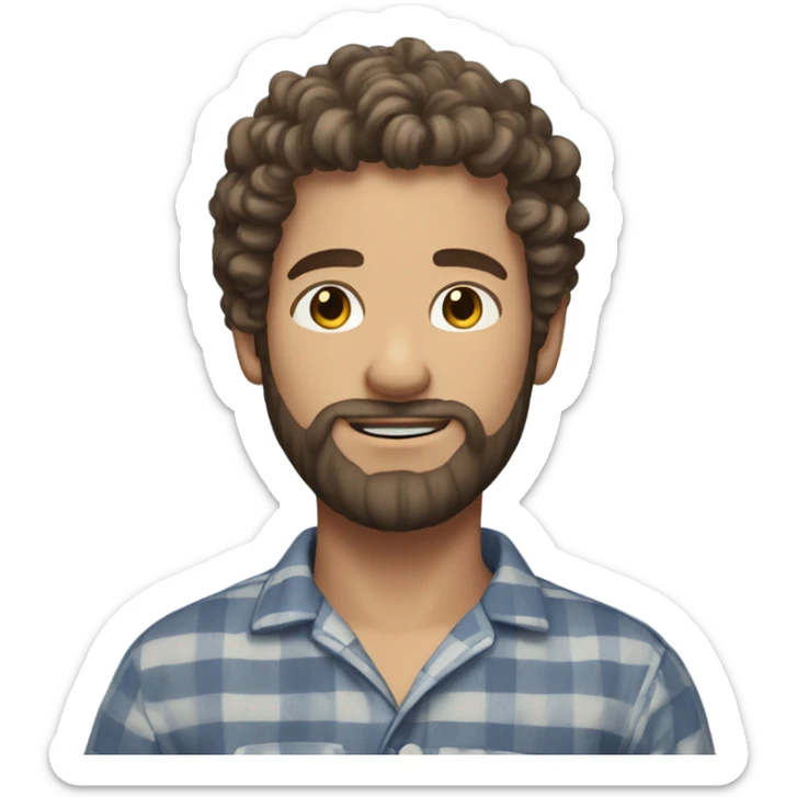 White Man with poofy curly brown hair and a beard in pajamas sticker