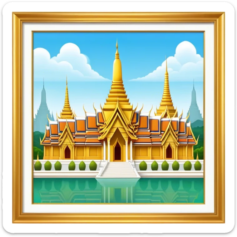 Grand Palace Bangkok Landmark Emoji – Featuring golden spires, Thai architecture, and the Emerald Buddha Temple. sticker
