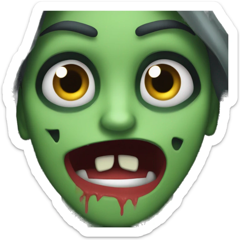Uggly horror face green skin Big red eyes dark hair and lot of scar sticker