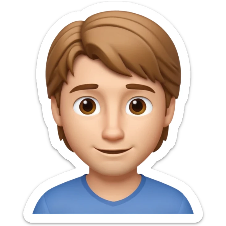 3D Apple-style emoji of Flynn Rider: fair skin, light brown hair, raised eyebrow, charming smile, playful confident look. sticker