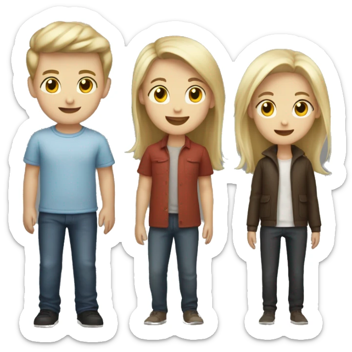 4 Persons: One brunette Girl, one blond girl, two dark haired boys sticker