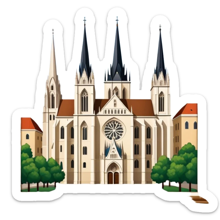 Zagreb Cathedral Landmark Emoji – Depicting its Gothic architecture and twin spires. sticker