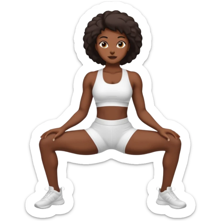 darkskin back woman in white sportswear Fit body focus chin to thigh sticker