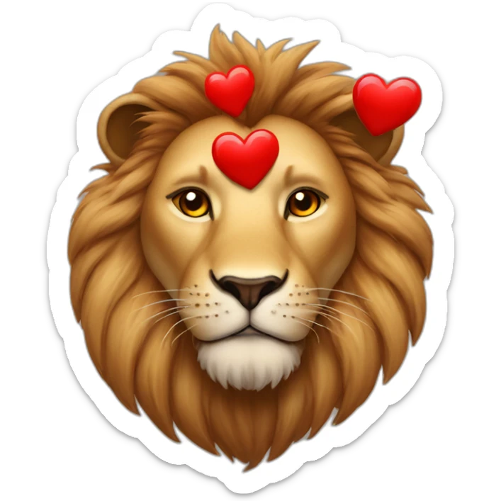 Lion face with huge red hearts in his eyes, he looks so much in love sticker