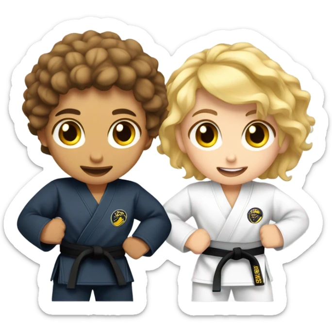 Girl and boy doing Jiu jitsu (boy has curly brown hair and girl is blonde) sticker