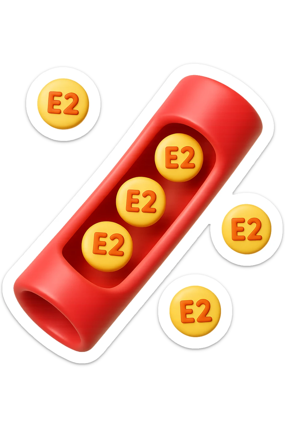 EMOJI STILE IPHONE 3D DI particelle di ormoni estrogeni che circolano in una vena umana sticker