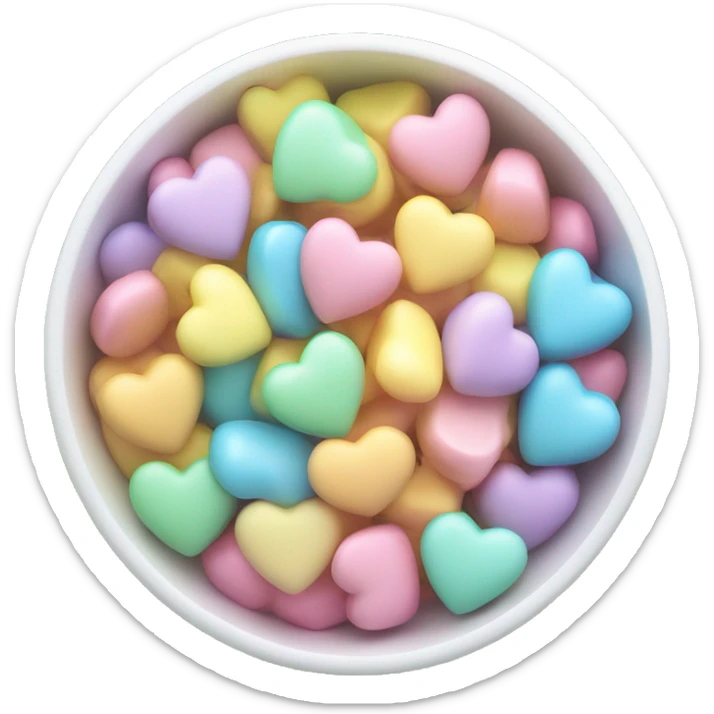 Bowl of pastel colorful heart shaped sweets sticker