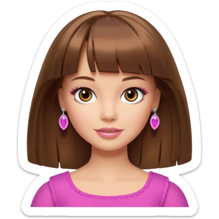 barbie merliah summers with brown hair a fringe and light brown eyes  sticker