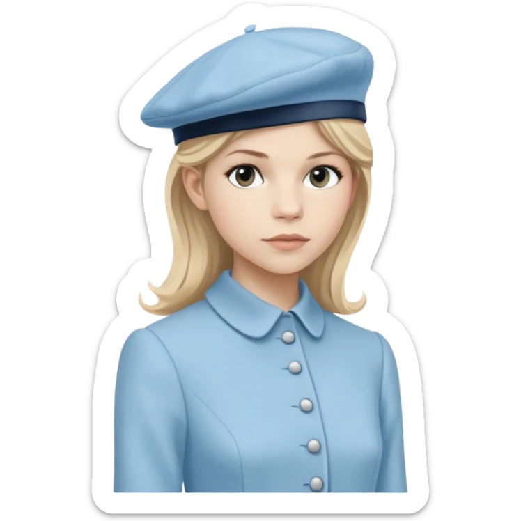 Clemence Poesy is Fleur Delacour in harry potter, light blue dress, light blue classic French beret – soft, round, and slightly tilted to one side. sticker