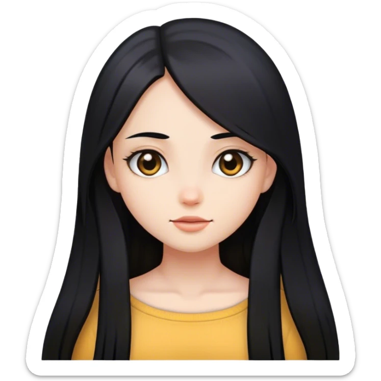 Girl with straight hair long  sticker