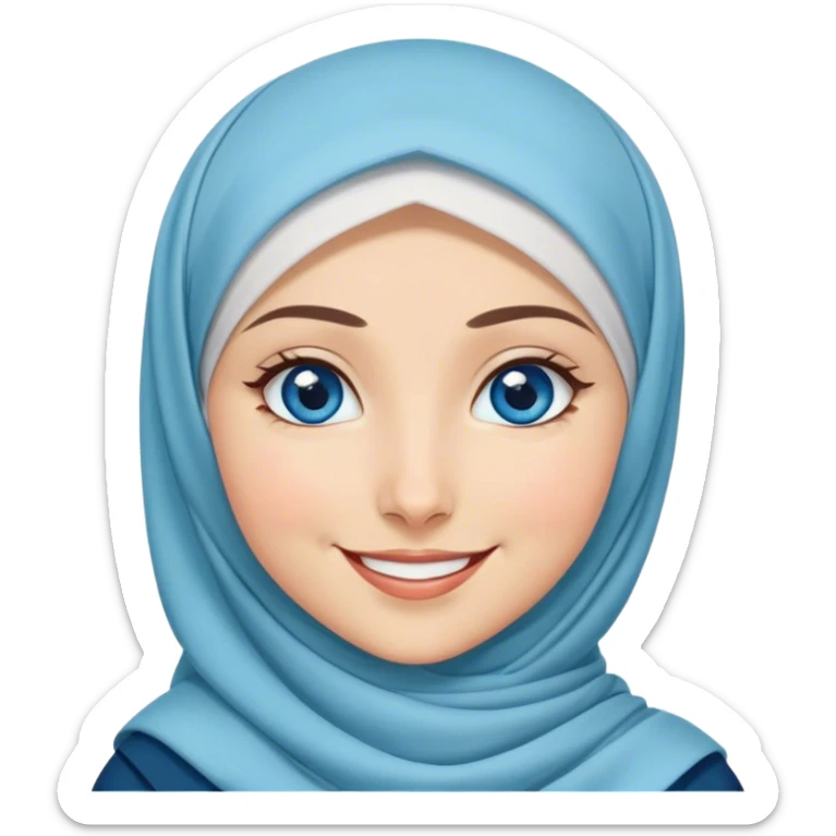 Turkish beautiful finish Konya girl blue eyes with hijab and islamic dress she Winking with smiles  sticker