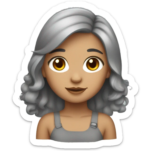 tanned Girl highlited hair with gray scottish fold cat sticker
