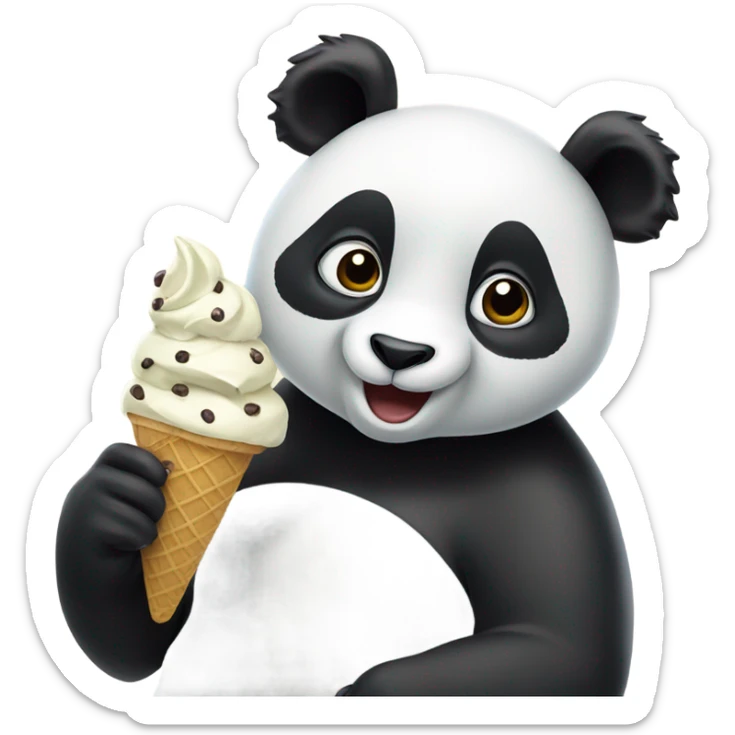 Panda eating ice cream sticker