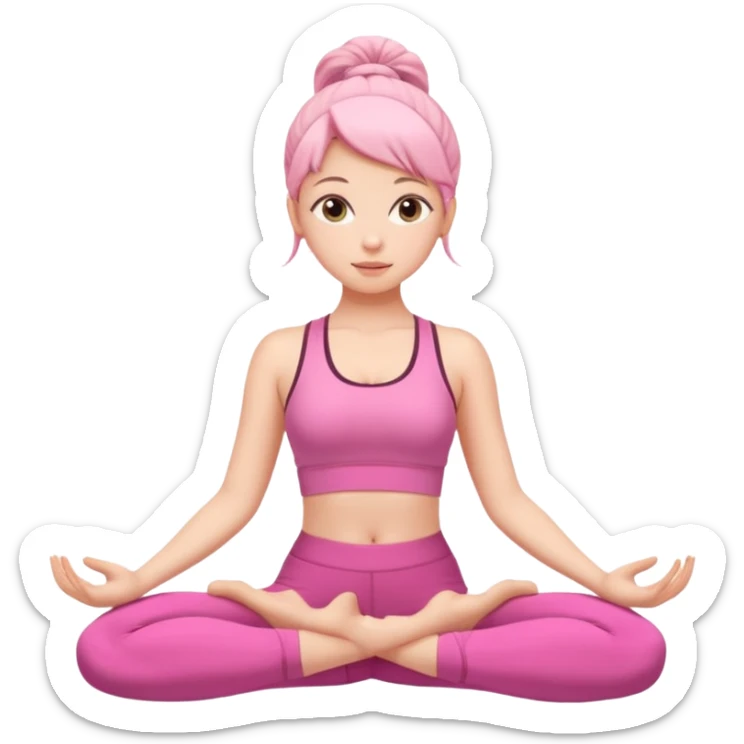 Girl with pink girl in pink yoga outfit doing yoga sticker