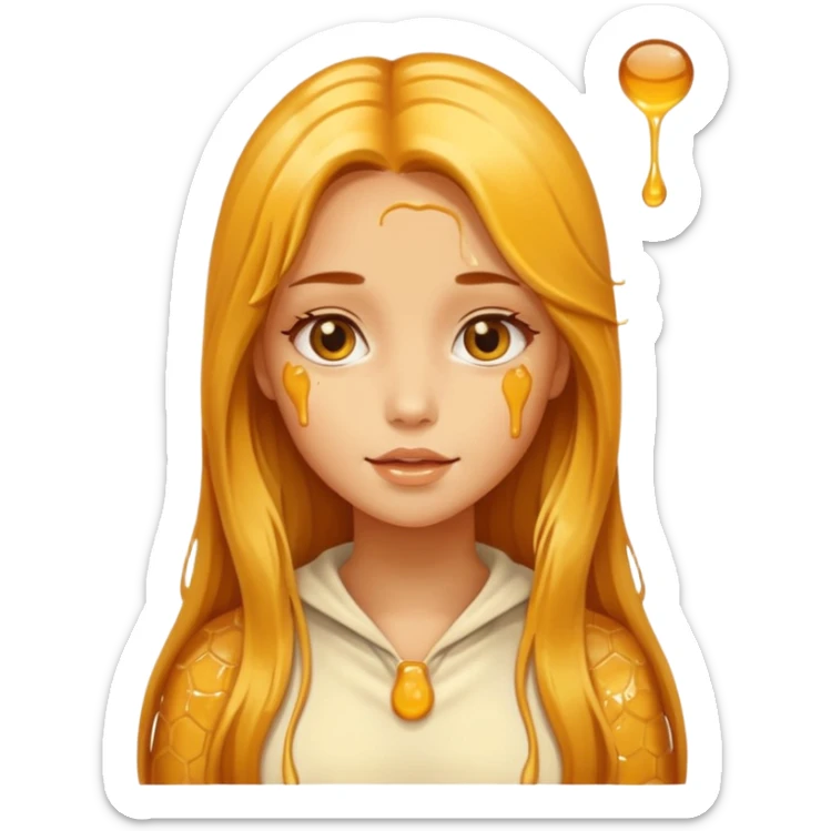 Beautiful girl, with a hair made of real honey dripping with honey sticker