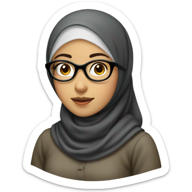 Asian Muslim girl with hijab and glasses  sticker