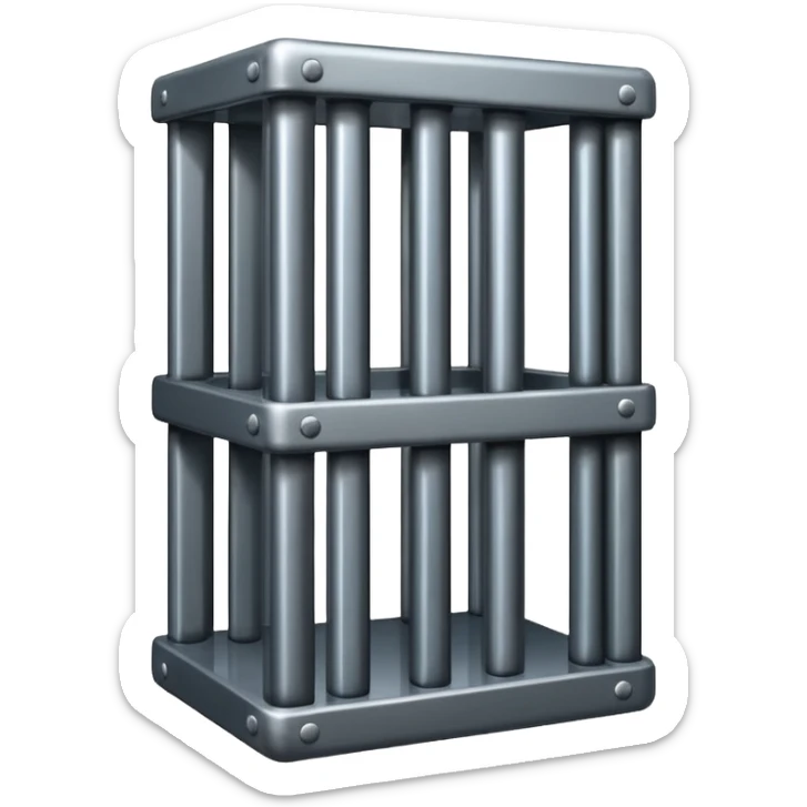 If there was a jail cell emoji in iOS, how would you design and iOS style emoji. Create an jail cell emoji with no prisoner. (Not a cage must be 4 rods facing) sticker