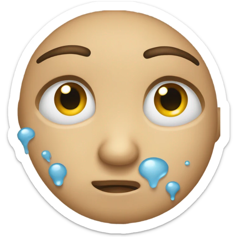 sad face with tears from the bottom of the eyes to the chin  sticker