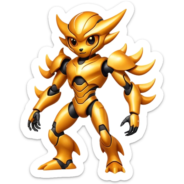 Shiny Futuristic Fakemon-Pokemon-Digimon-Spectrobes-fusion, full body sticker