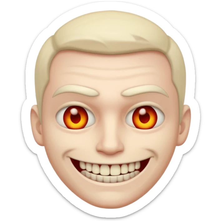 A emoji in which there is a deadly smile like toji from jujutsu kaisen and he is looking towards me scary way, male character  sticker