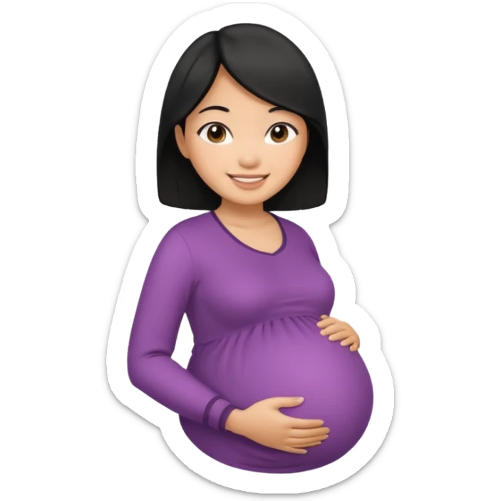pregnant asian woman with black hair sticker