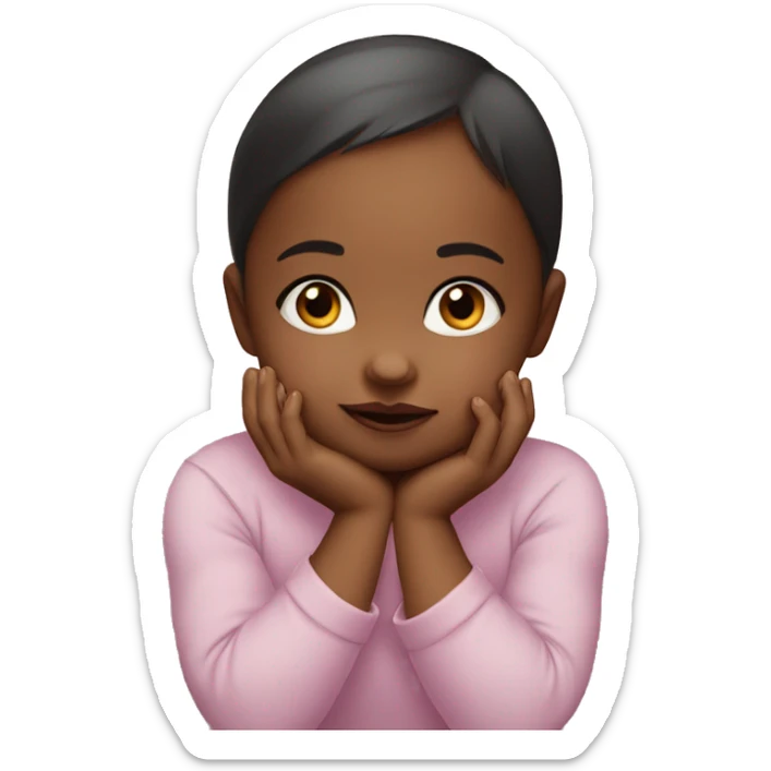 baby girl posing with her hand on her chin, like hand holding her face up  sticker