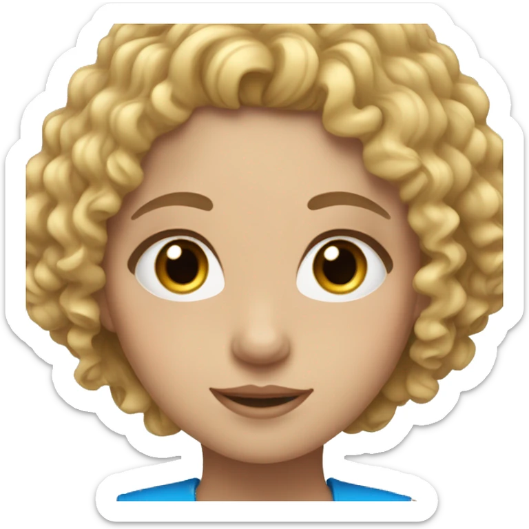 girl with curly brown hair with blonde ends and blue eyes with eyelashes sticker