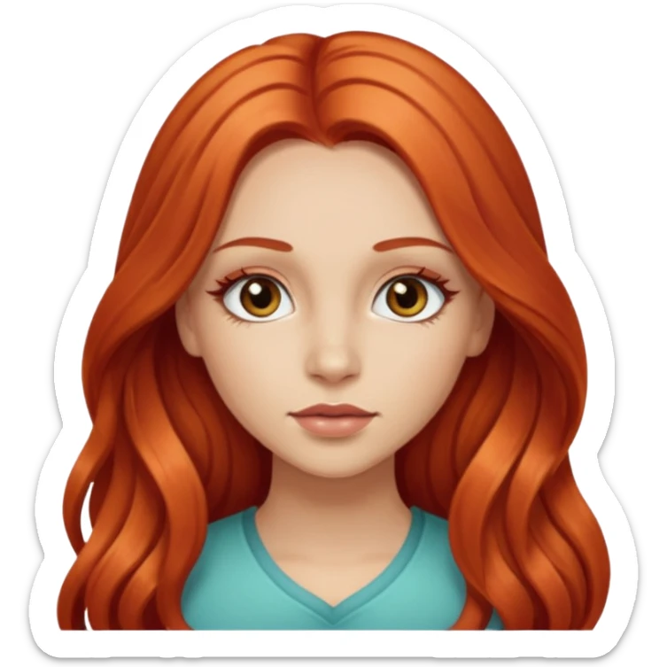 Little red riding hood light skin with straight long wavy hair and long eyelashes  sticker