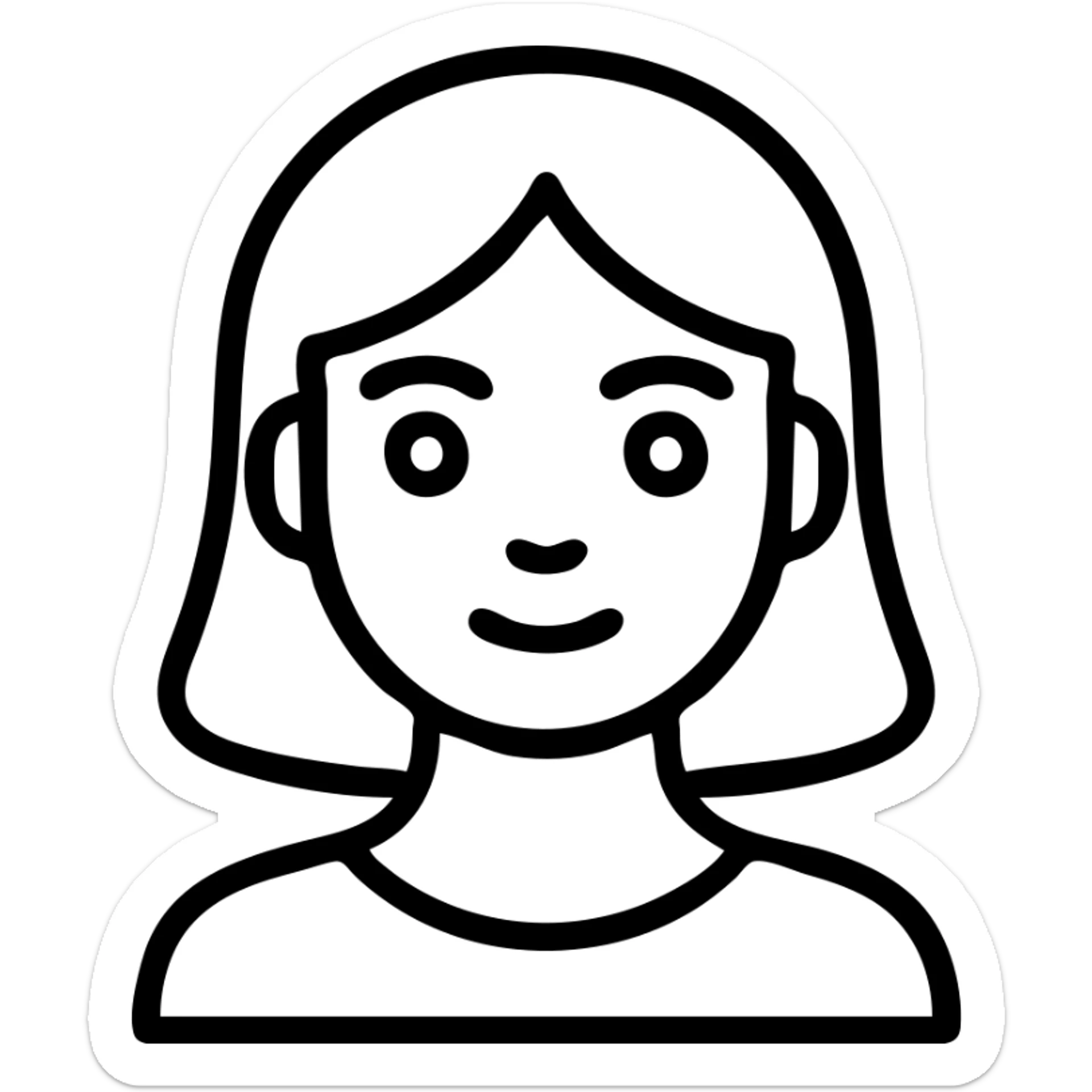 minimal icon of a woman with brown hair and green eyes sticker
